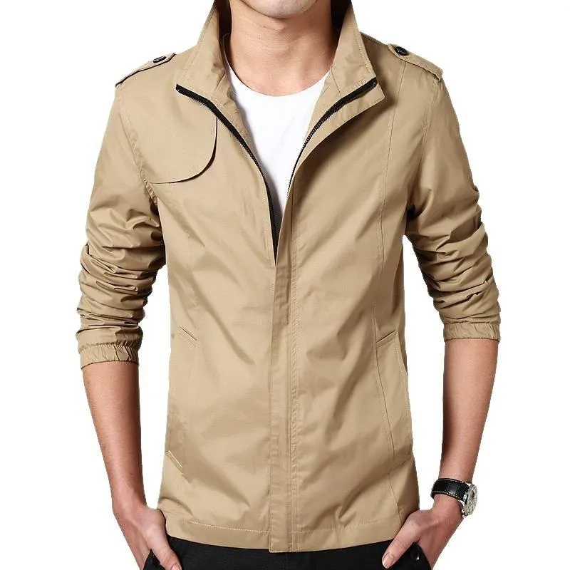 Men's Jackets Nice Jacket Men Slim Solid Casual Spring And Autumn Fashion Stand Collar Coats