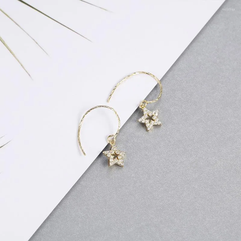 Brincos de argolas estrelado em estilo de zircão branco Autumn Jewerly for Women 2023 Presente em 925 Sterling Silver Super Ofers