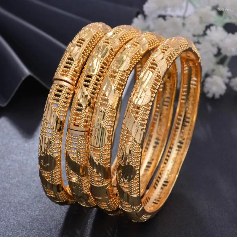 Braccialetto Wando 4 Pz/lotto Braccialetti Dubai Colore Oro Per Le Donne Fortuna BangleBracelet Africa Gioielli Etiope Middlle East Sposa Regalo