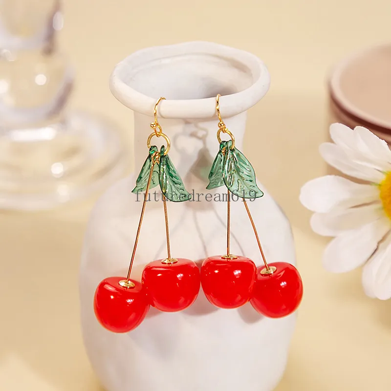 Boucles d'oreilles en forme de cerise pour femmes, bijoux Vintage de tempérament créatif, ornements de bijoux