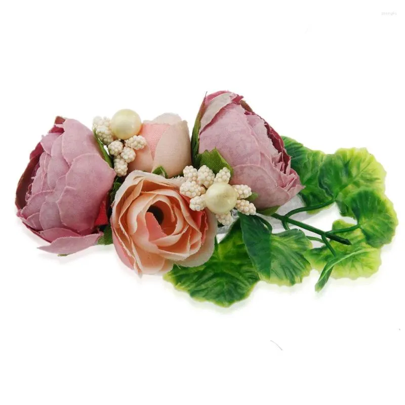 Hårtillbehör grossist flickor rosblomma klipp konstgjorda pannband tiara blommor hårklipp barnpografi rekvisita