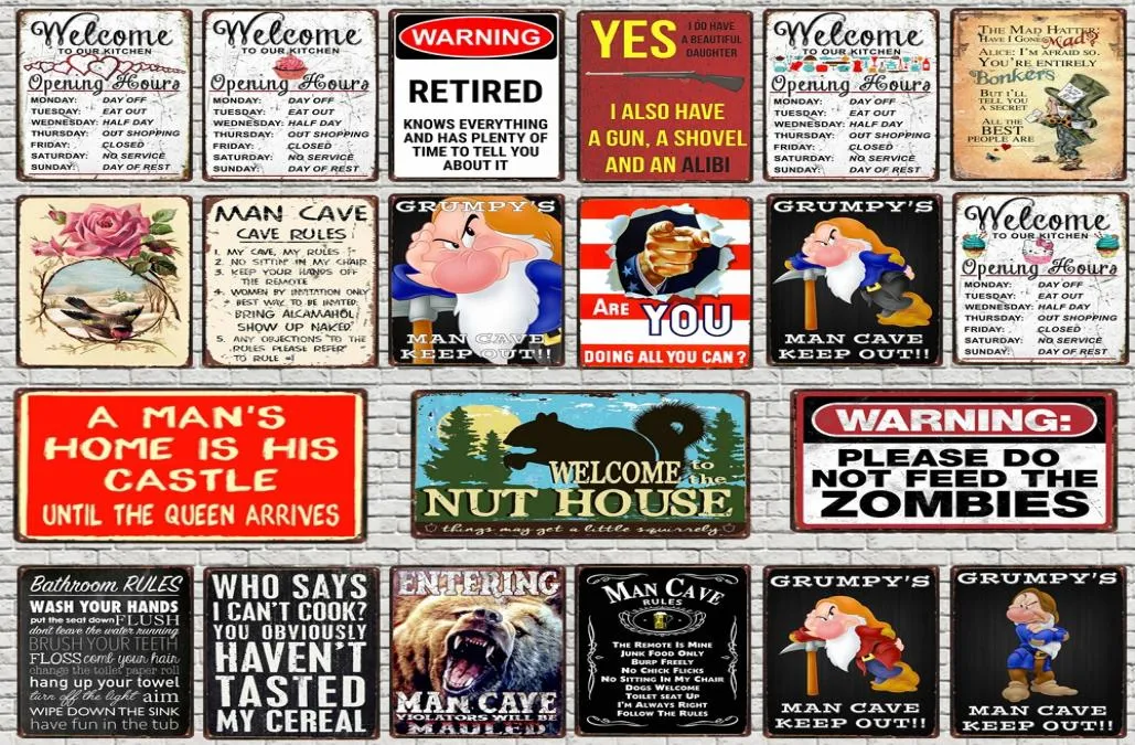 kitchen Rules Tin Sign Man Cave Plaque Metal Vintage Wall Poster Art Bar Home Metal Plate Decor Cuadros 30X20CM6649126