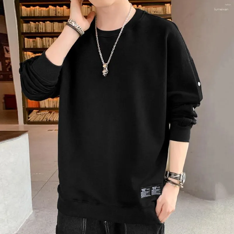 Men's Hoodies 897504629 Men's Mens Sweatshirt Casual Solid Color Button Drop Shoulder Sleeve Round Neck Pullovers Sweatshirts