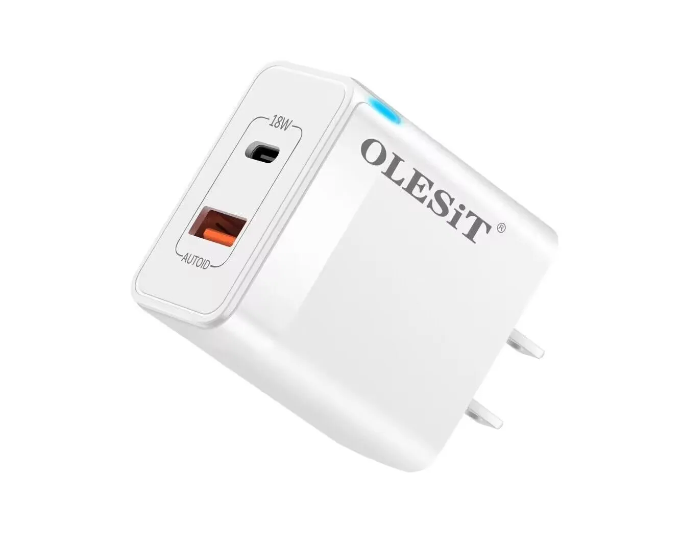 Olesit Dual USB 20W PD 3.4A Fast Wall Charger USB Type-C Port 18W för iPhone Samsung S22 15 med detaljhandeln