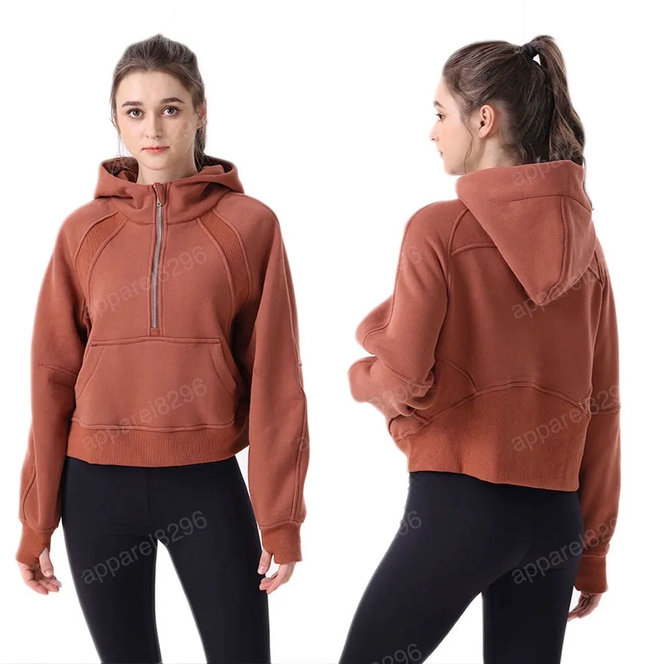 LUU Femme Vestes Manteaux Survêtement Souba Femme Doré Polaire Sports de Plein Air Yoga Fitness Slim Fit Demi Zip Pull Veste à Capuche Vêtements Joggers Running Noir