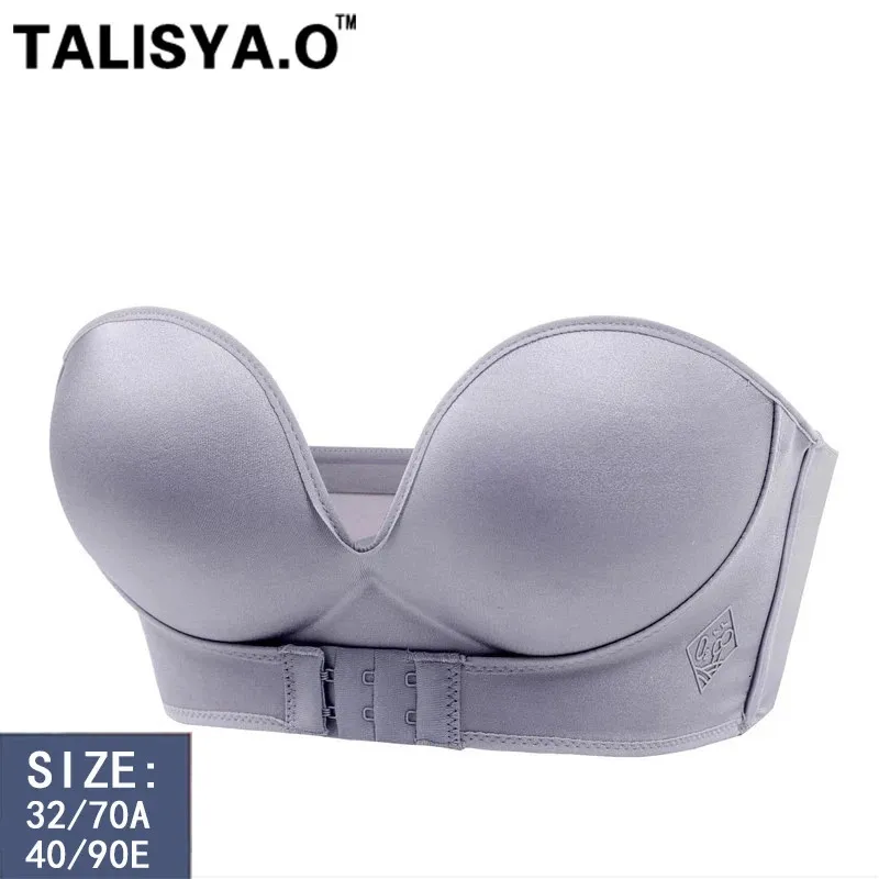 Bras TALISYAO Strapless Push Up Bra for Woman Wire Free Front Clre Seamless Invisible Lingerie Soft Bralette Sexy Dropship 2023 231102
