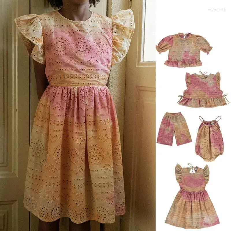 Vestidos de menina enkelibb marca criança moda irmã combinando roupas de verão tecido de algodão macio designer de bebê