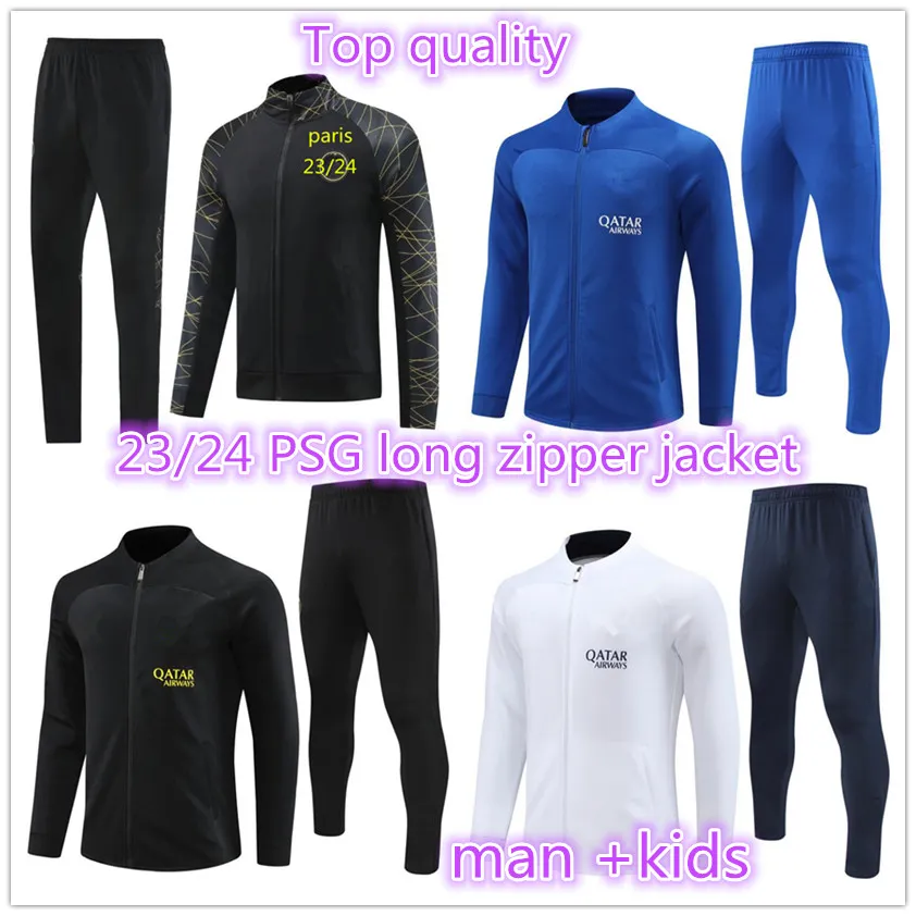 22 23 24 Paris adult tracksuits training suit psgs chandal 2022 2023 2024 mbappe kit survetement long zipper jacket retro futbol Soccer football men kids tracksuit