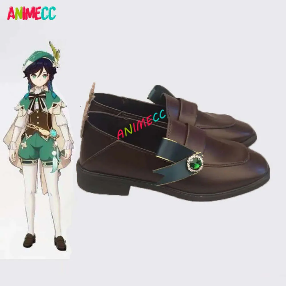 Anime Game Genshin Impact Venti Shoes Accessories Windborne Tone-deaf Bard Foot Wear Cosplay Boots for Women Men Girls cosplay