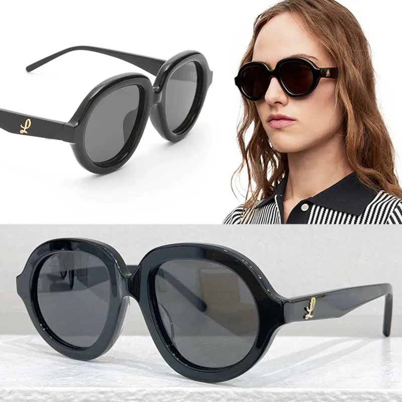 Pilotensonnenbrille aus Acetat LW40105F Fashion Retro Oval Black Frame Sonnenbrille Damen Designer Freizeit Urlaub Damenbrille Lunettes de soleil pour femme