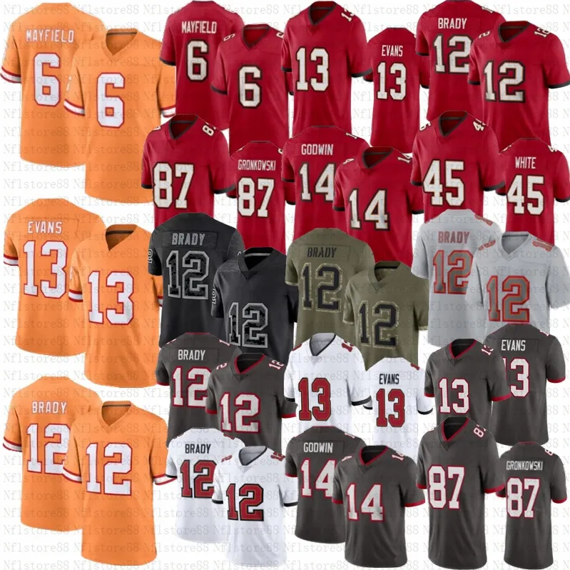 Tom Brady 6 Baker Mayfield Mike Evans Football Jersey Chris Godwin Devin White Rob Gronkowski Lavonte David