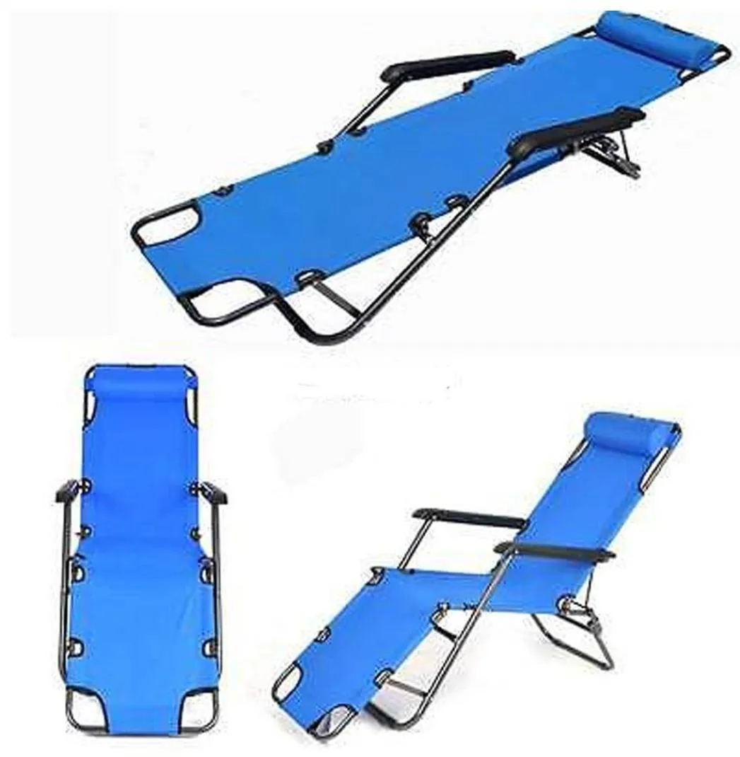 Camping Portable Dual Purposes Extenderable Folding Leklining Chair Blue Sports OutdoorShiking and Camp Furniture2575706