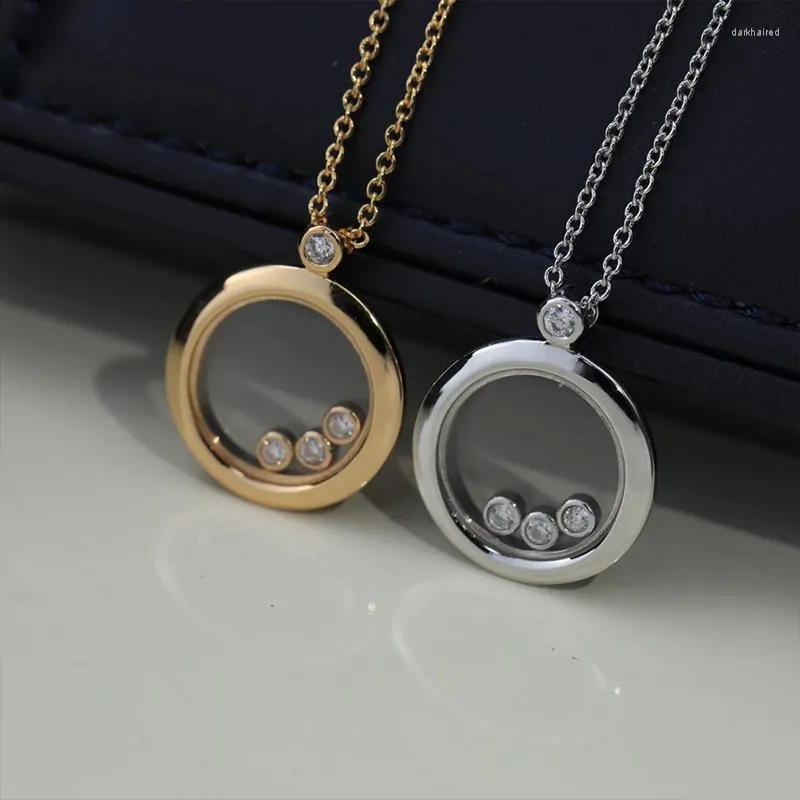 Chains Classic Summer Jewelry Women's Round Clear Glass Pendant Shiny Necklace Party Birthday Gift Accessory