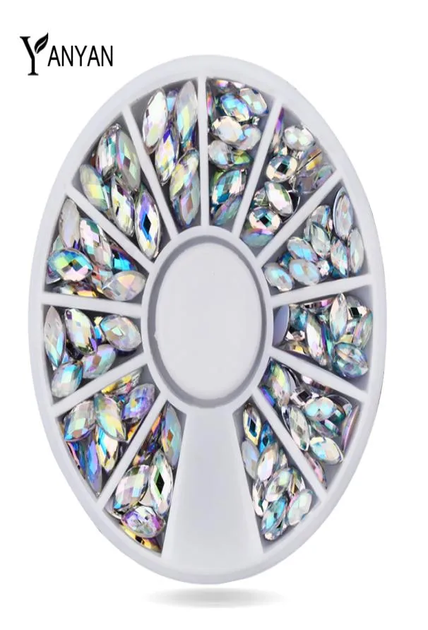 Crystal AB Nail Art Rhinestone Decoration Mix Sizes Glitter Nail Beads 3D DIY Beauty Nail Accessories tool3840460