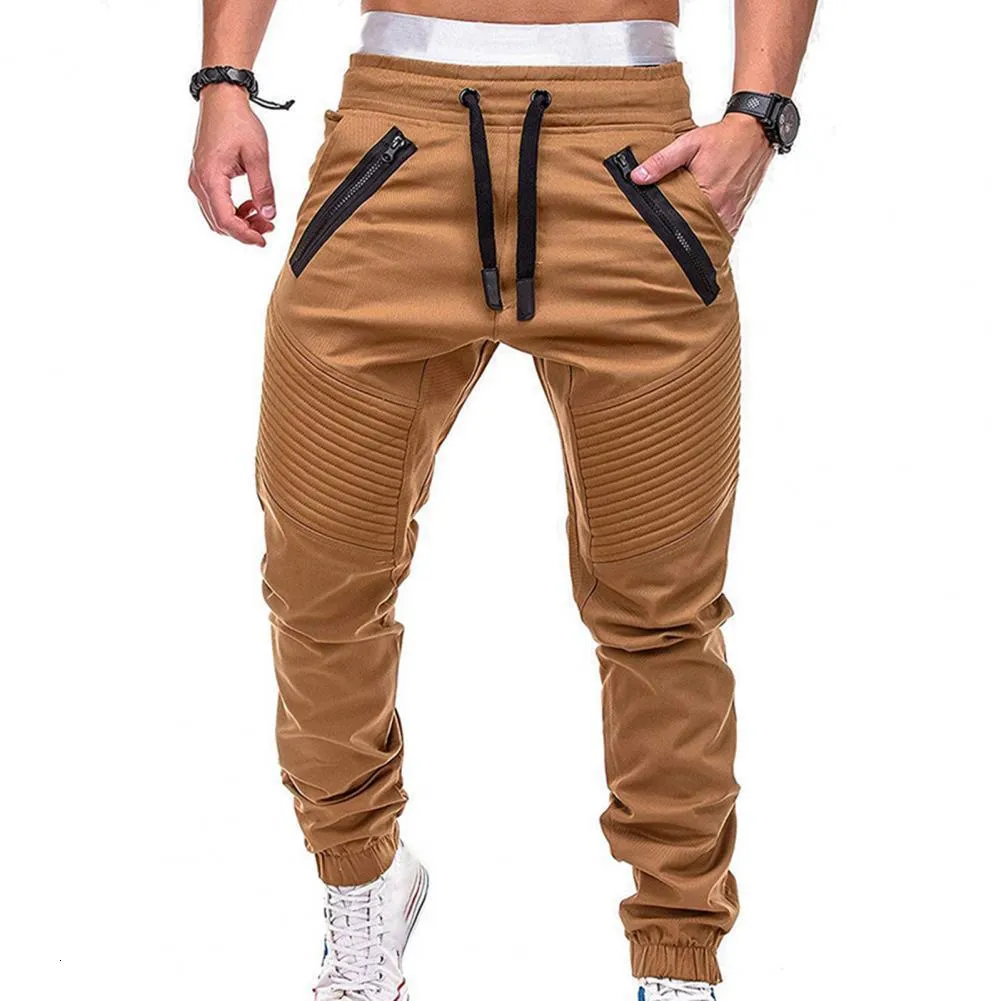 メンズジーンズの服スタイリッシュなドローストリング調整可能なポケットパンツパンツジョギングのためのズボンストライプ230403