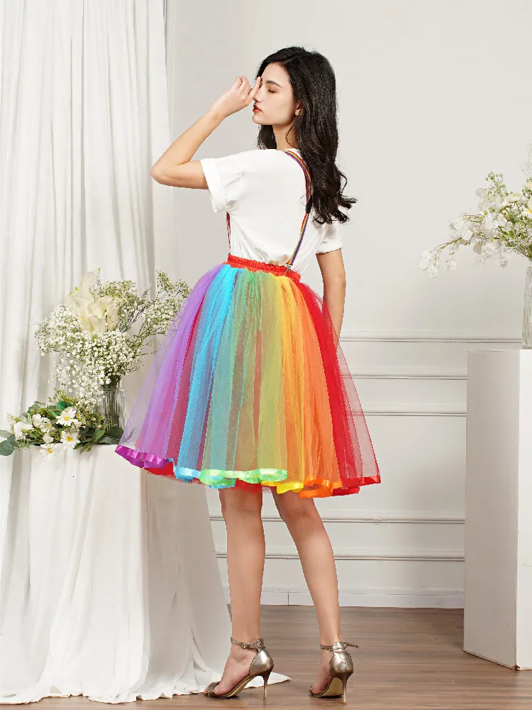 Jupe tutu fille colorée - jupe fille tulle - jupe fille couleurs  arc-en-ciel - taille