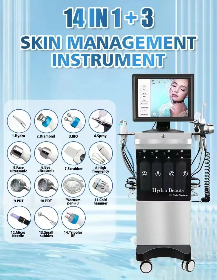 Machine hydrafaciale originale 14 en 1 Dermabrasion Machine de nettoyage hydrafaciale équipement de nettoyage soins de la peau élimination des points noirs rides lisses