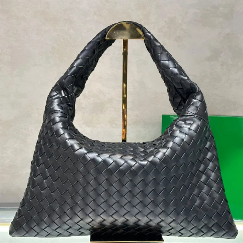 Croissant Shoulder Bag Weave Hop Handbag Purse Genuine Leather  