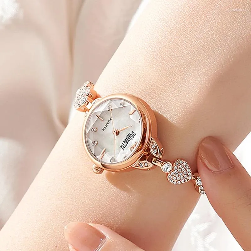 Armbanduhren REBIRTH Rose Gold Frauen Uhren für Damen Handgelenk Quarz Dropship Luxus Edelstahl Band Armbanduhr