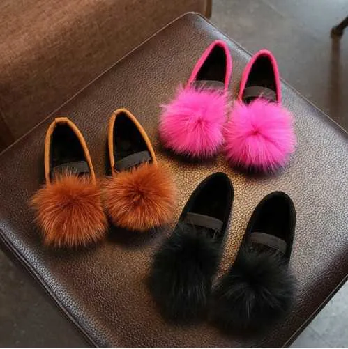 Athletic Outdoor Children Solid Fur Slip-On Casual Shoes Breathable Anti-Slippery Cotton Slippers Shoes Comfortable For Girls Loafers W0329