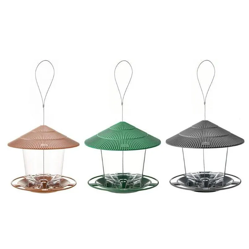 Garden Decorations 4Xfa Waterproof Gazebo Hanging Wild Bird Feeder Outdoor Container With Hang Rope Feeding Dh6Pk