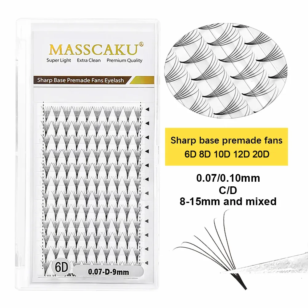 Make-up-Tools MASSCAKU 3D4D5D6D7D8D10D20D Vorgefertigter russischer Volumenfächer Falsche Wimpernverlängerung Cilia Einzelner scharfer spitzer Stiel 230403