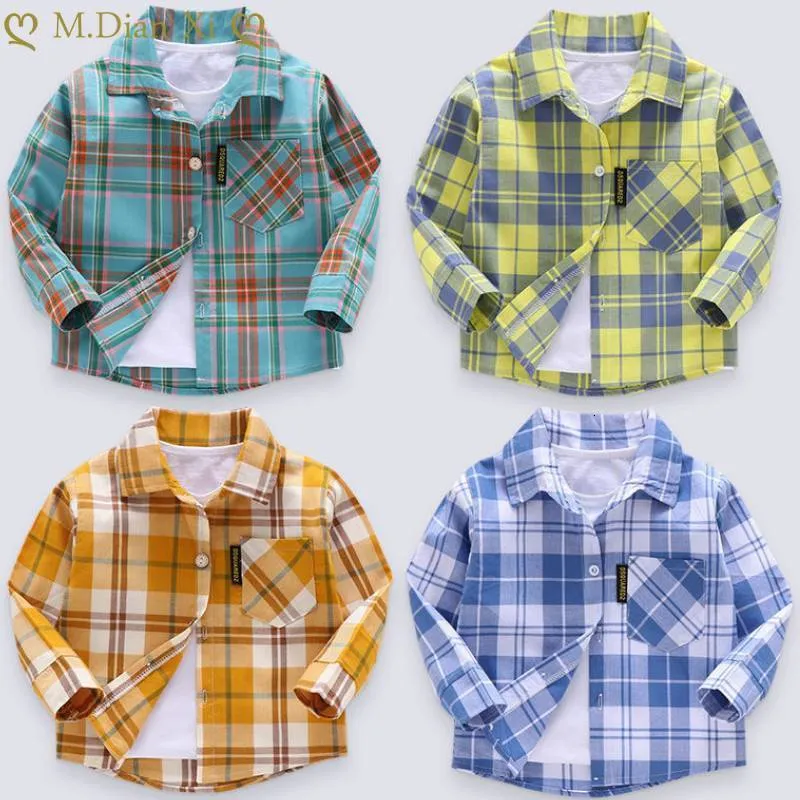 Enfants Chemises Mode Garçons Chemise Classique Plaid Enfants Toddler Infant Chemises À Manches Longues Vêtements En Coton Pour Enfants Bébé Garçon Fille Blouses Tops 230403