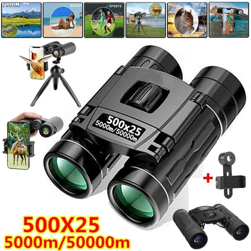 Telescope Binoculars 5000M/50000M Portable Hd Zoom Binoculars 500X25 Telescope Powerful Folding Long-Distance Vision Hunting Outdoor Camping Sports 231102