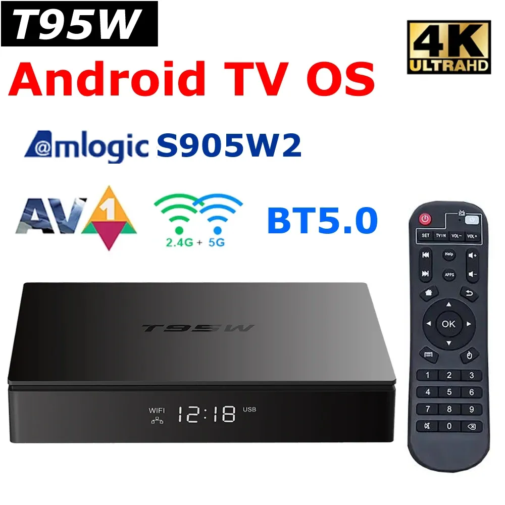T95W Android TV 11 Smart TV Box Amlogic S905W2 4GB 32GB 64GB AV1 5G Dual Wifi BT5.0 4K AndroidTV Media Player