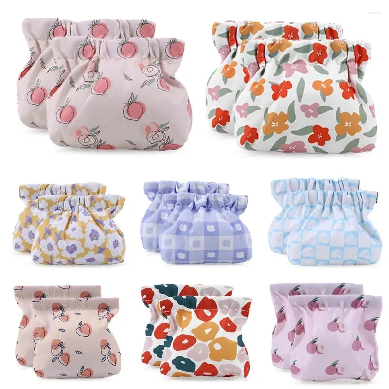 Cosmetic Bags 4/16PCS Shrapnel Printing Lipstick Bag No Zipper Self Closing Printed Small Pocket Squeeze Top For Cute Coin Makeup Purse