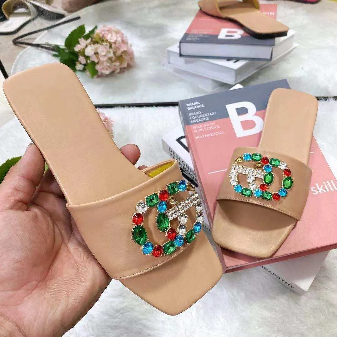 Slippers 2023 New Luxury Women Summer Square Headed Simple G