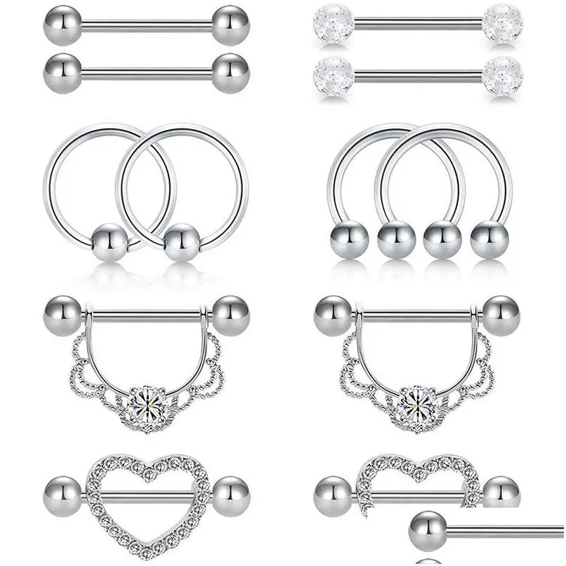 Zungenringe 14G Kette baumeln Nippelringe Piercing gerade klar Nippel Langhantel Retainer Knorpel Ohrringe für Frauen Männer D Dhgarden Dhygg