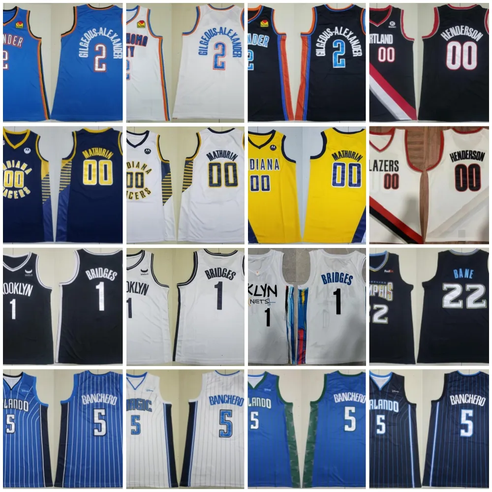 Basketball 00 Tyrese Haliburton Jerseys Scoot Henderson 5 Paolo Banchero 2 Shai Gilgeous-Alexander 1 Mikal Bridges 22 Desmond Bane Stitched Good Quality Mens Team