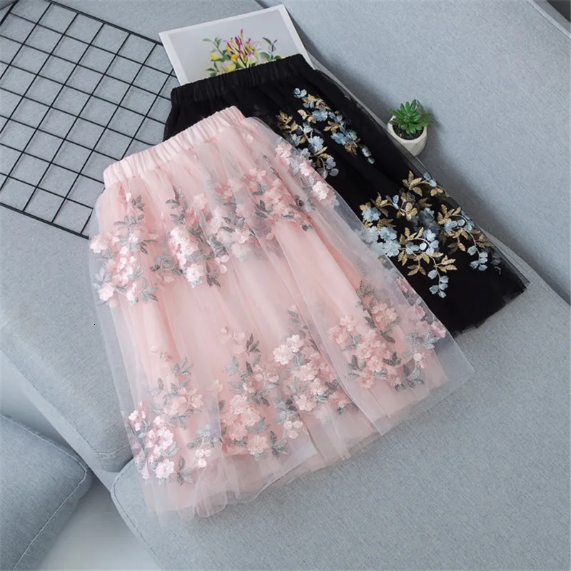 Jupes Jupes pour filles Tutu beauté jupe de Tulle pour fille coton dentelle blanc rose noir fête d'anniversaire jupe été printemps Style 230403