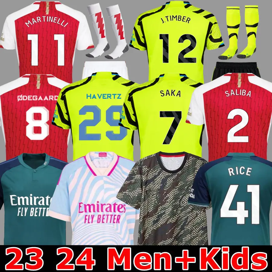 23 24 SAKA ARSEN SOCCER CONFEYS SMITH ROWE G.JESUS ​​SALIBA Player Player Version Odegaard Martinelli Arsenals Shirt Men Kids Kits