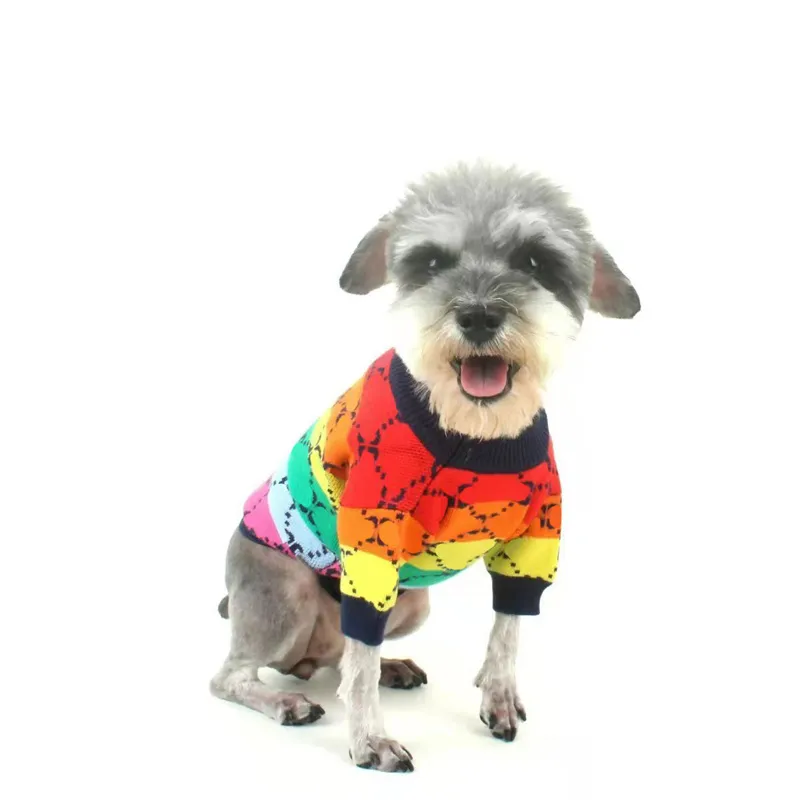 Lüks evcil sweater g tasarımcı corgi sweater köpek kıyafetleri schnauzer kıyafetleri sevimli hayvan giyim evcil hayvan kıyafetleri moda markası gökkuşağı chaksail