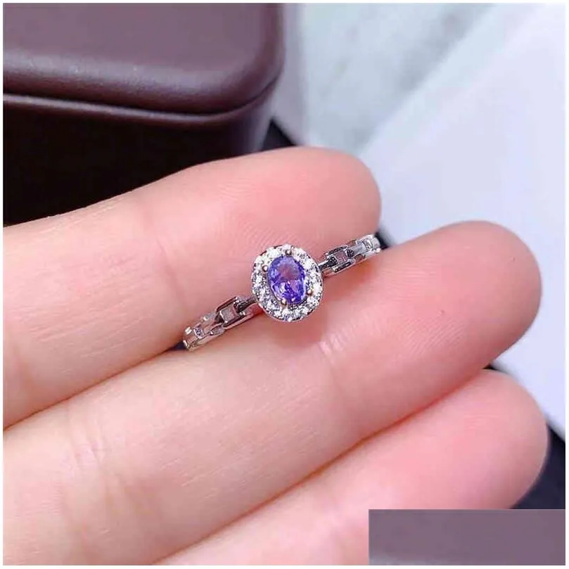 Ringe Natürlicher Tansanit-Ring S925 Sterling Sierbirthstone In Decemberreal Woman Blue Gem Jewelry Drop Delivery Dhgarden Dhjbh