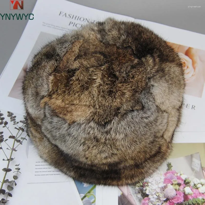 Bérets russes hiver unisexe extérieur super chaud véritable chapeau de fourrure qualité pleine peau casquette bombardier naturel