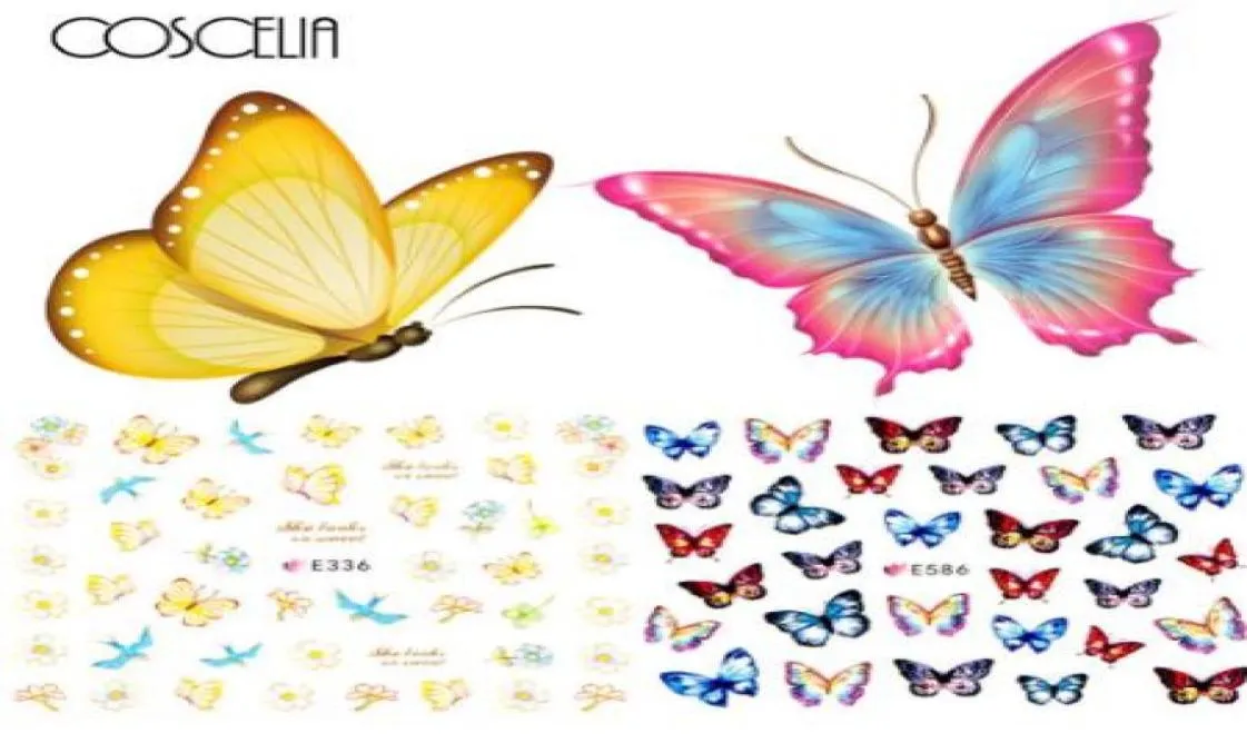 24 pièces autocollant pour ongles papillon fleur transfert d'eau décalcomanie curseurs pour Nail Art décoration tatouage manucure enveloppes outils Tip8445485