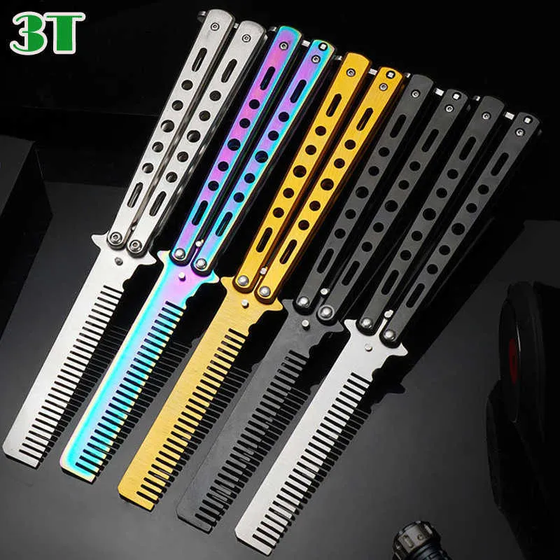 سكين تدريب الفراشة المحمولة قابلة للطي csgo balisong pocket cnife skin uncut Blade Combs for Training Tool