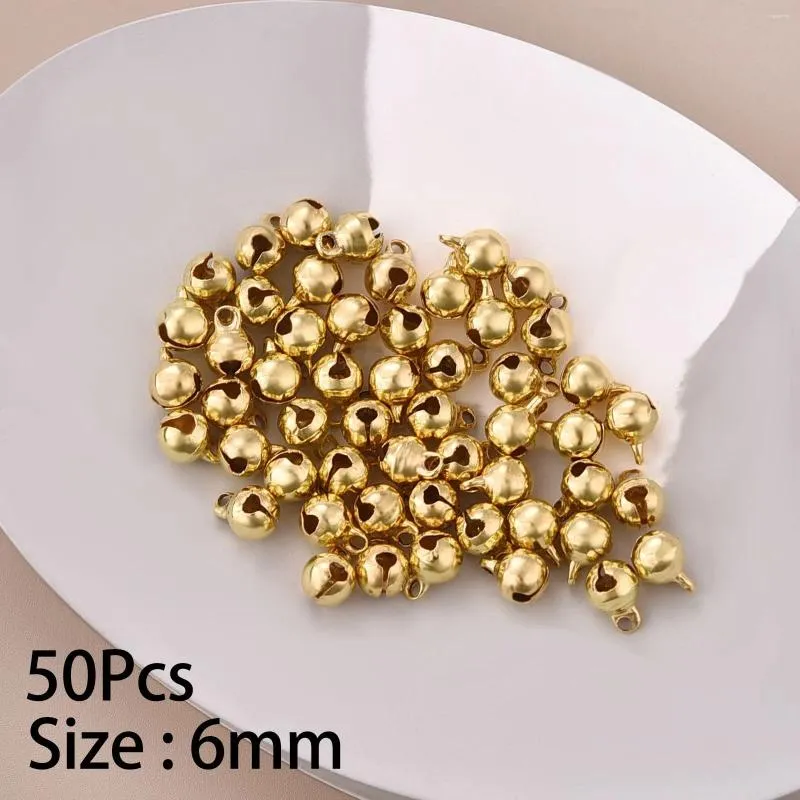 Parti Malzemeleri 50 PCS 6mm Mini Alüminyum Altın Renkli Jingle Kolye Köpek Noel Ağacı Dekorasyonu/DIY El Sanatları