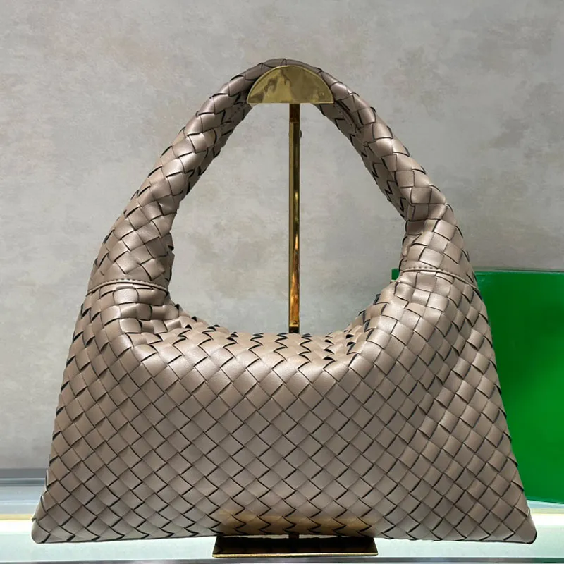 Croissant Weave Hop Woven Shoulder Bag Genuine Leather Handbag  