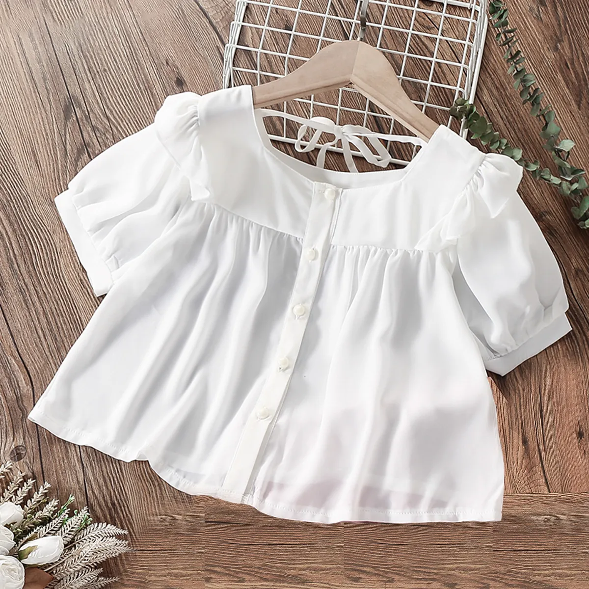 Kids Shirts Children's Chiffon Shirt Girls' Blouses School Short Sleeve Summer Youth Clothing Children's Tank Top Baby Top 6 8 10 12 14 Years Old 230403