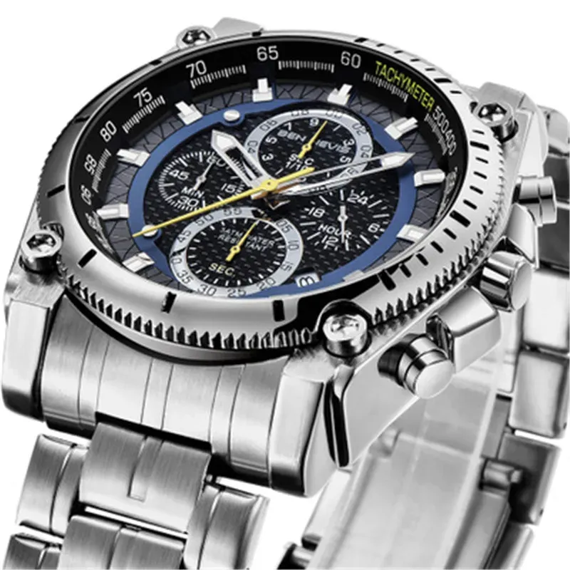 Montres à Quartz en acier inoxydable argenté pour hommes montre en acier pour hommes horloge d'affaires étanche Relogios Masculinos