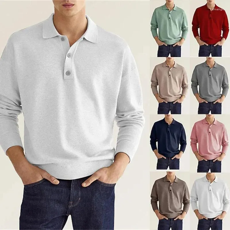 Men's Polos Long Sleeve Polo T Shirt Men High Quality Collar T-shirt Casual V Neck Shirts Fashion Clothing Camisetas Para Hombre