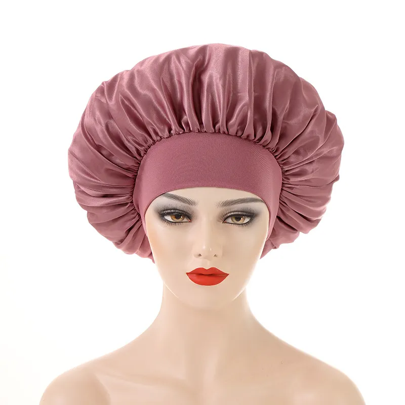 Chapeau de couchage en satin solide à larges bords pour femmes, unisexe, bandeau élastique, soins capillaires, Bonnet de nuit, bonnet de nuit, casquette de chimiothérapie