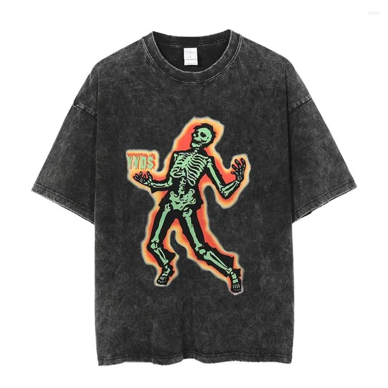 メンズTシャツの男性洗浄シャツヴィンテージタンクトップヒップホップストリートウェアハラジュクベストコットンショートスリーブのTシャツゴシックブラックTシャツ