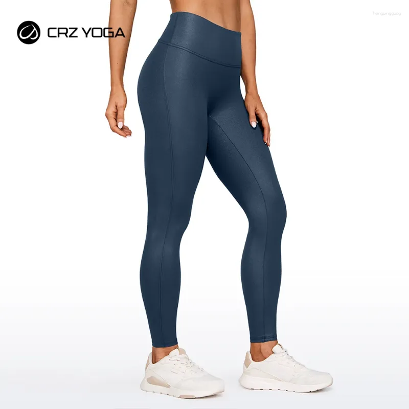 Active Pants CRZ YOGA Butterluxe Matte Faux Leather Leggings For Women 28''  - No Front Seam High Waist Stretch Tights Pleather