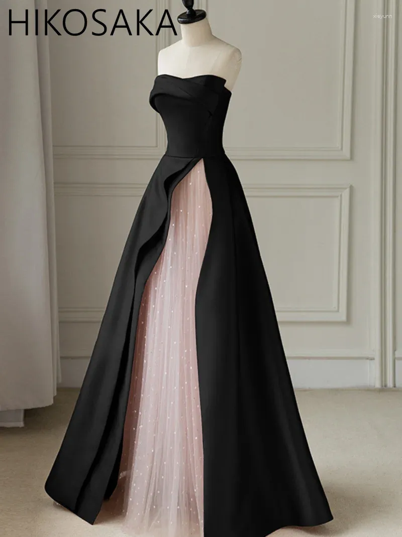 Robes de soirée robe de soirée noire sans manches longue sueur dame fille femmes princesse demoiselle d'honneur Banquet robe de bal 2023