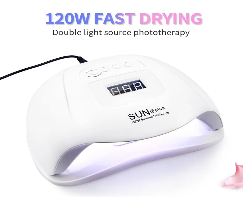 120W LED Nail Lamp UV Lamp Nail dryer for All Nail Gels 18 LEDs Sun light Infrared Sensing 306090S Dry Gel Polishing Y1910221753476